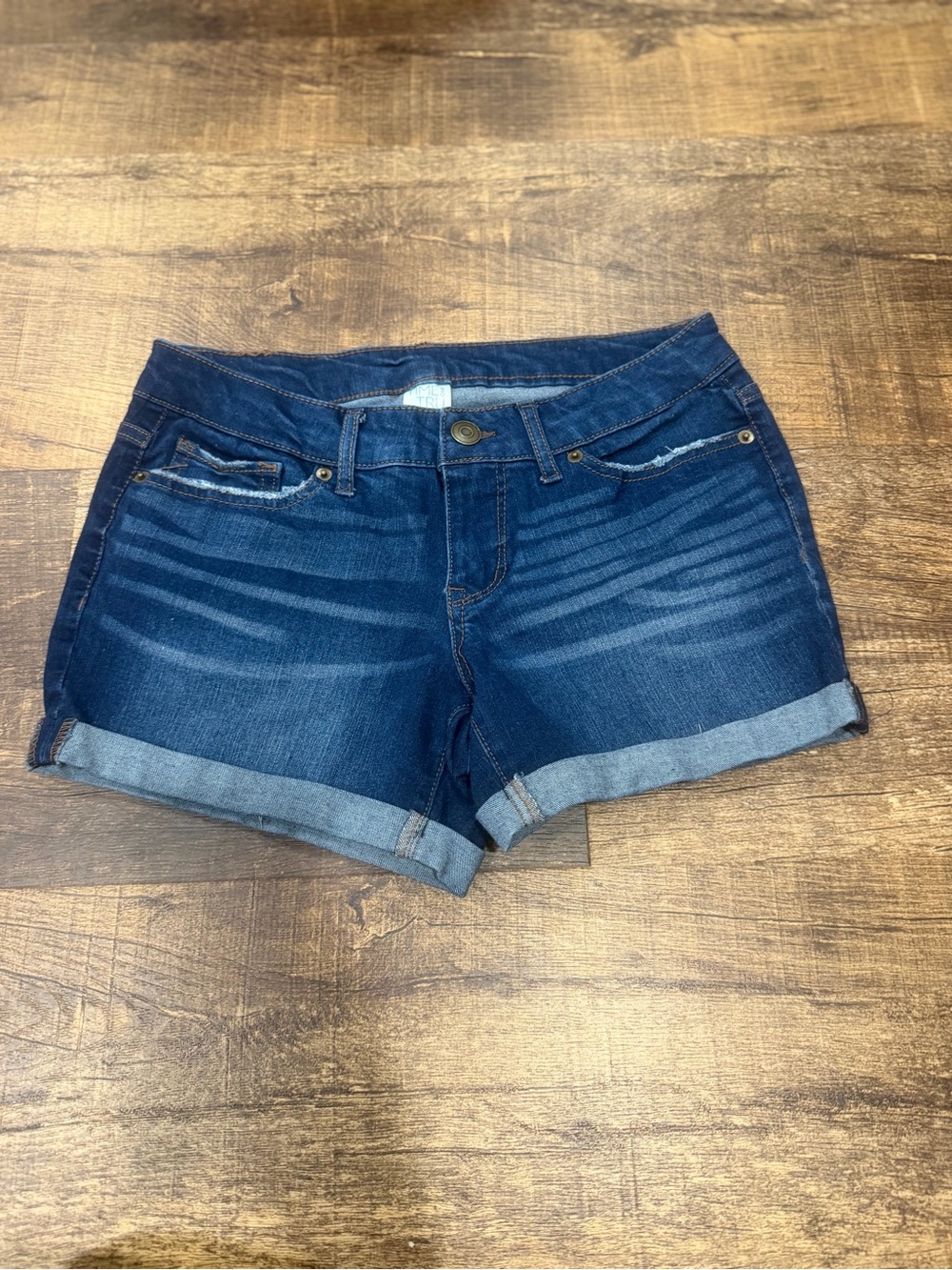 Time and Tru Dark Blue Rolled Hem Denim Shorts